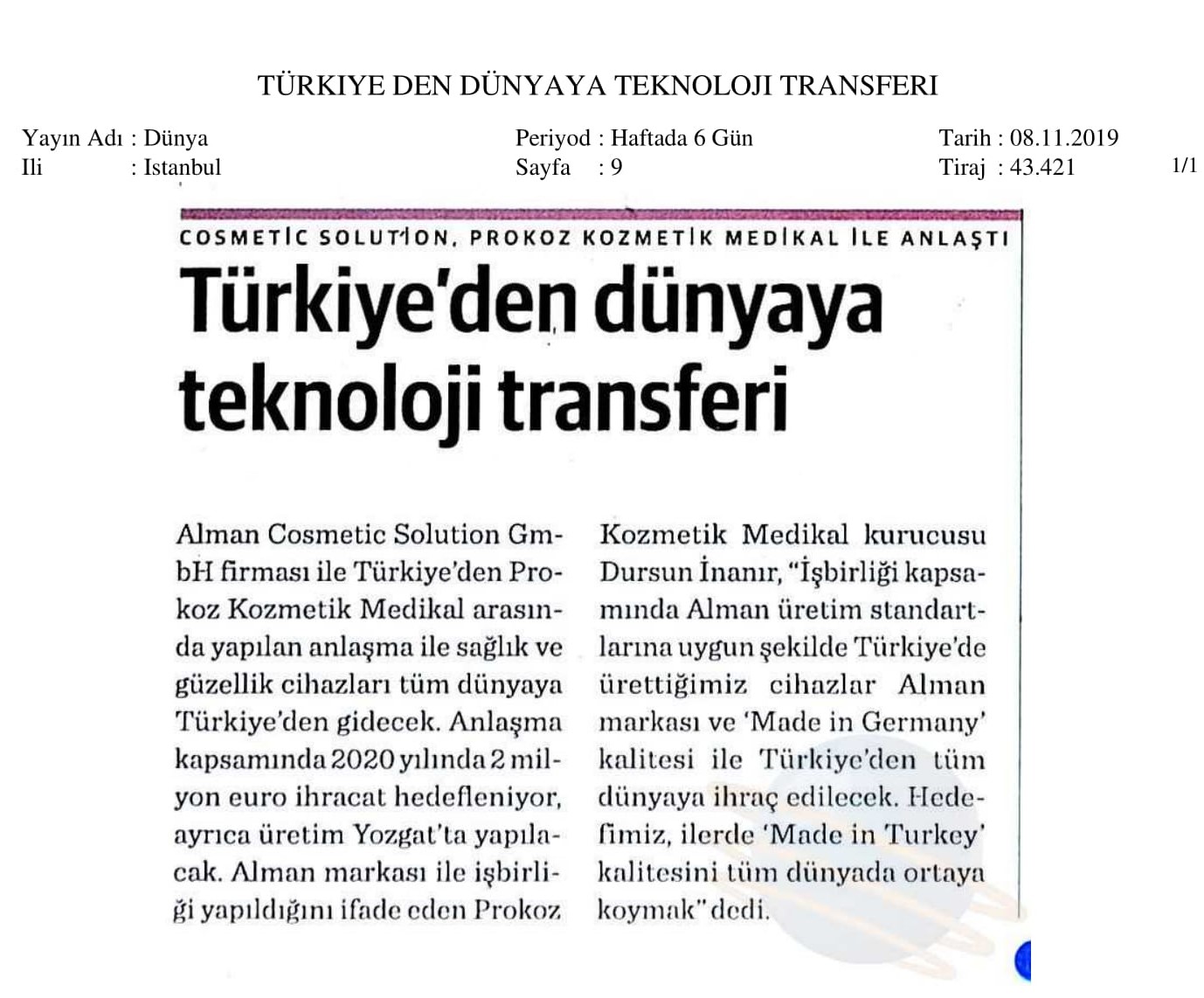 Türkiye'den Dünyaya Teknoloji Transferi